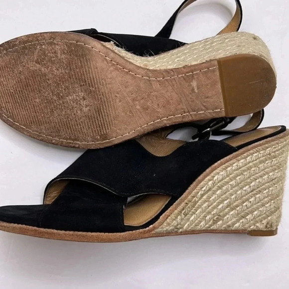 Antonio Melani 9m Black Suede leather Espadrille Wedges Slingback Sandals - Picture 6 of 6